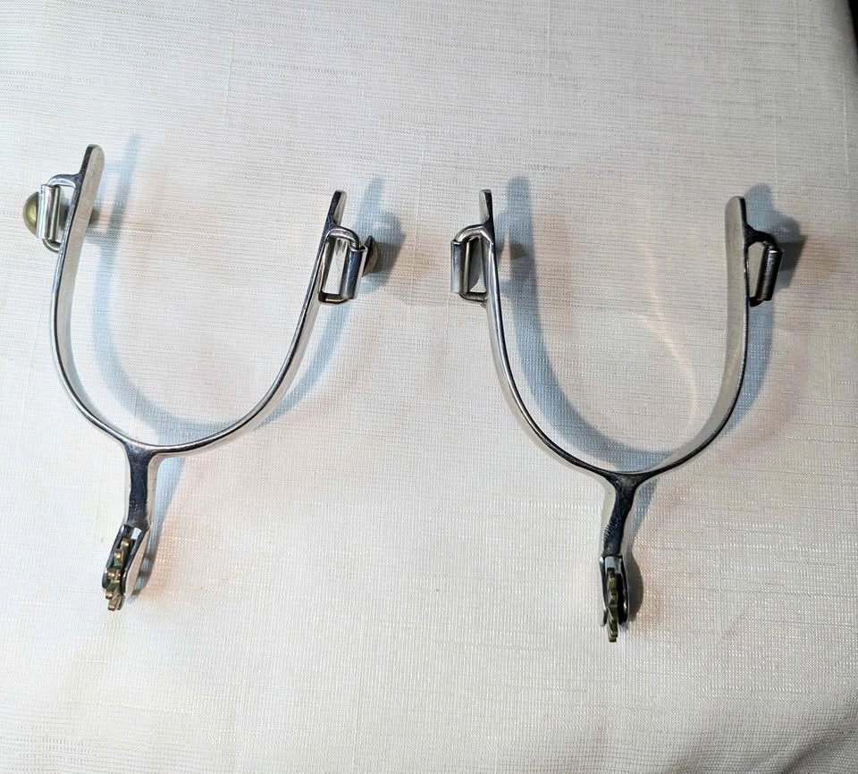 Vintage Stainless Steel and Brass Western Horse Spurs