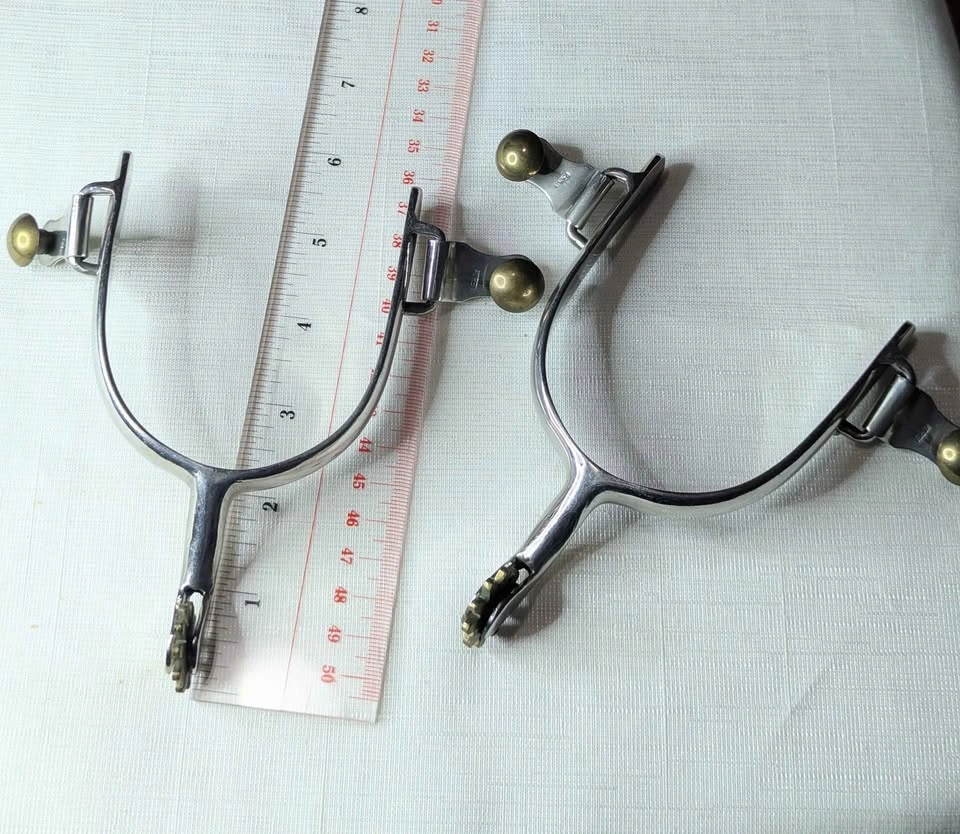 Vintage Stainless Steel and Brass Western Horse Spurs - photo 2