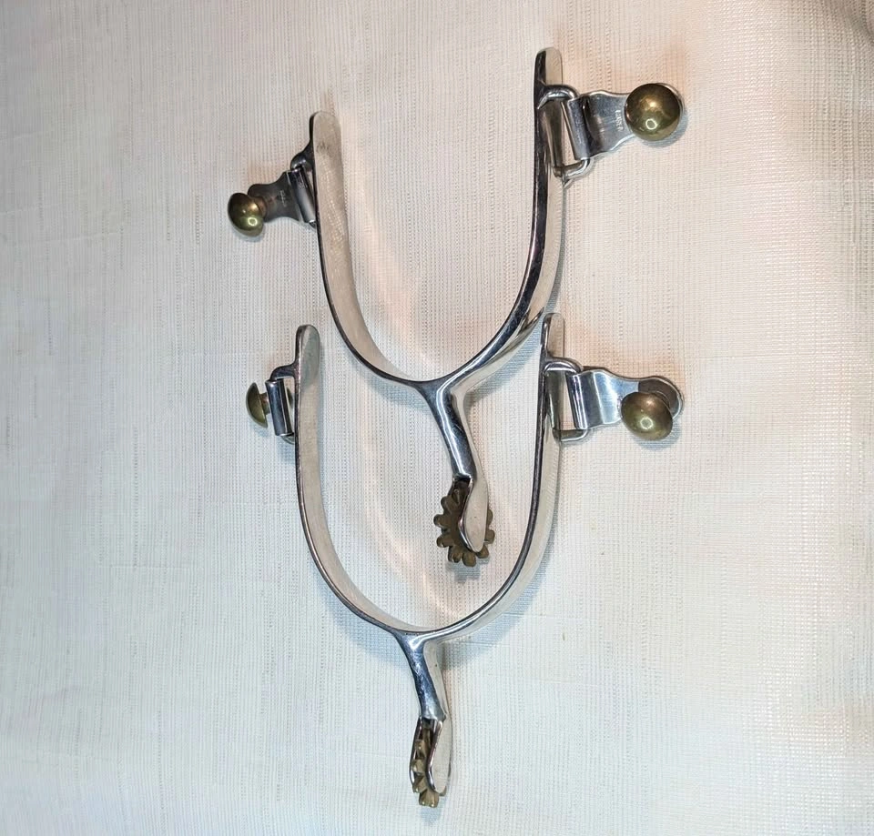 Vintage Stainless Steel and Brass Western Horse Spurs - photo 3
