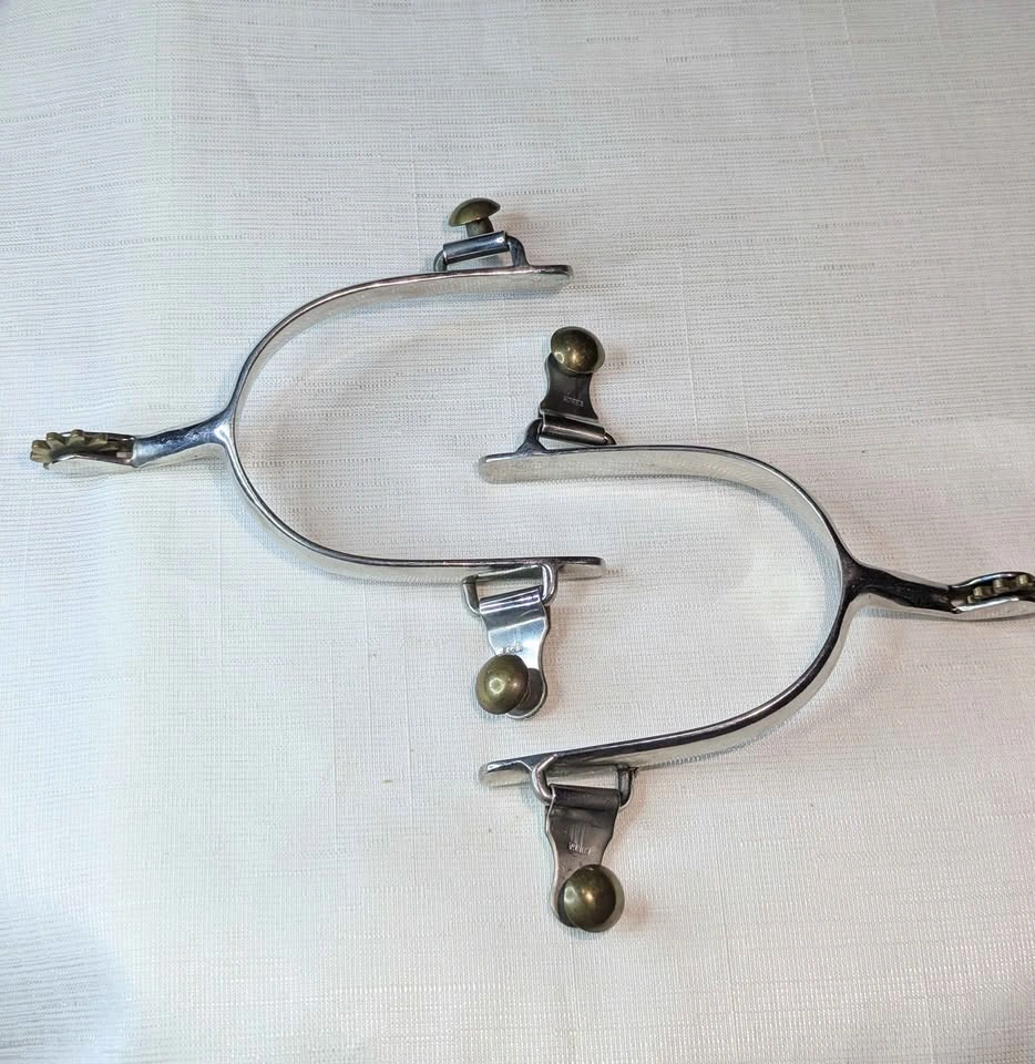 Vintage Stainless Steel and Brass Western Horse Spurs - photo 4