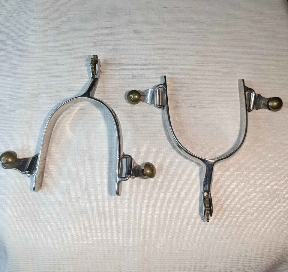 Vintage Stainless Steel and Brass Western Horse Spurs - photo 5