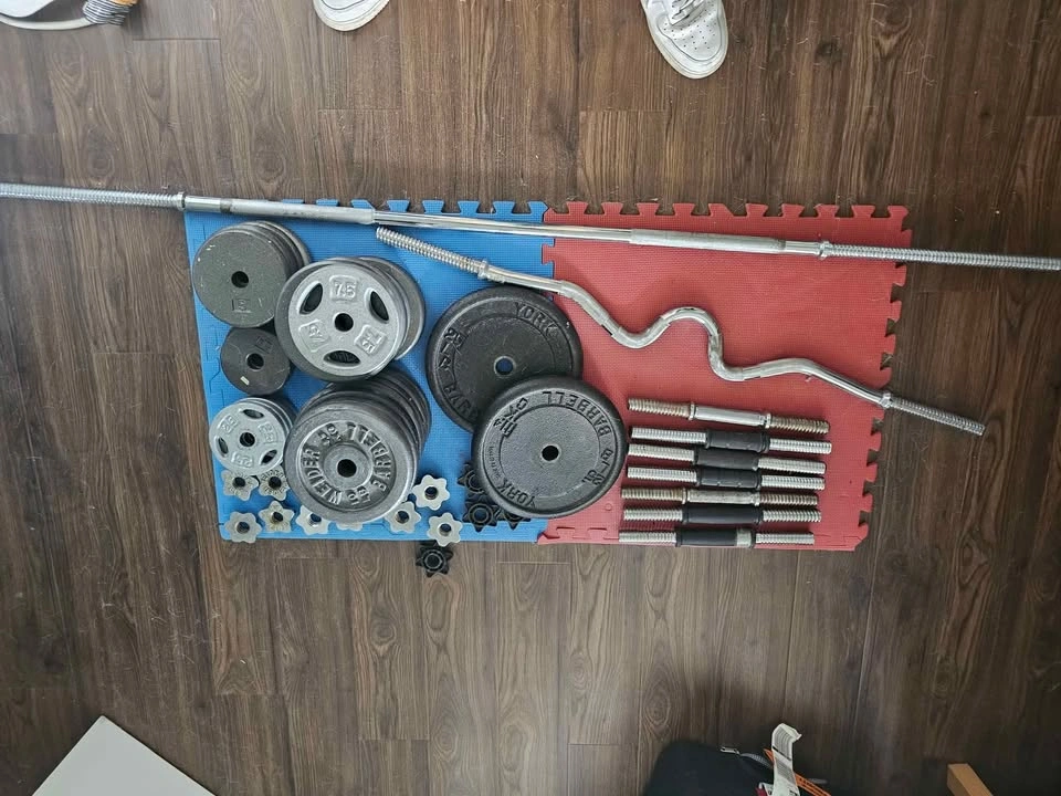 Weights, barbell, dumbells etc.