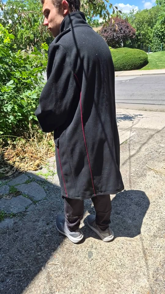 Black Overcoat with Red Piping - photo 2