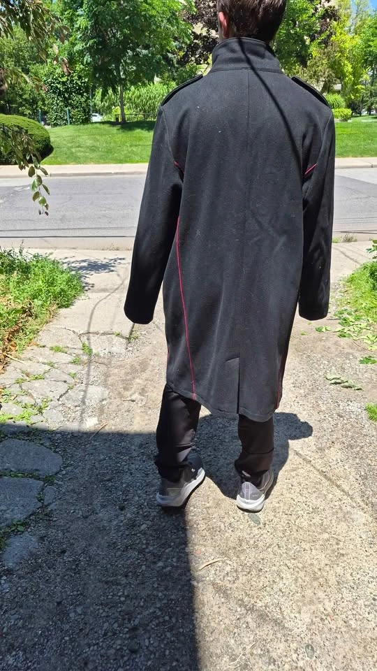 Black Overcoat with Red Piping - photo 3