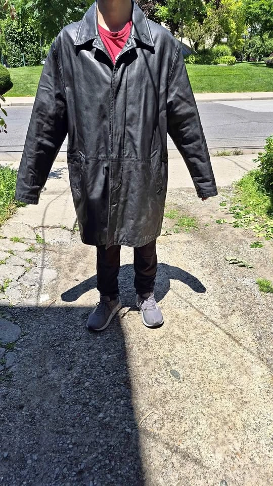 Black Leather Trench Coat