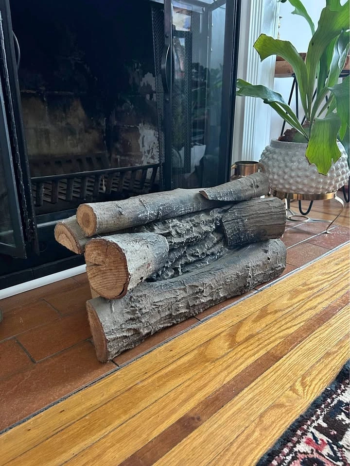 Vintage Electric Fireplace Logs - Real Wood