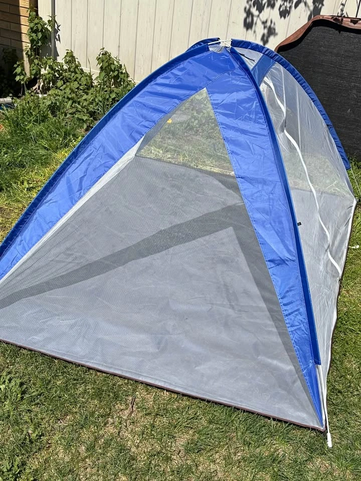 Foldable Beach Tent Sun Shelter Blue Grey