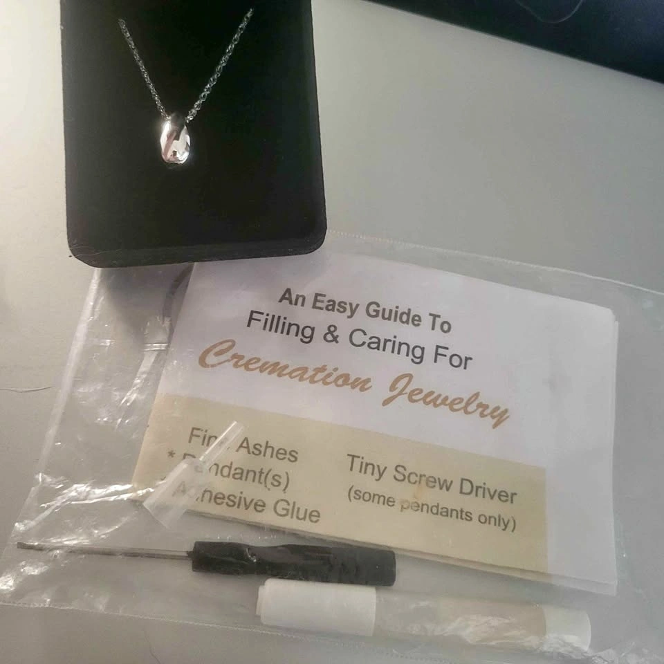 925 Sterling Silver Teardrop Cremation Pendant Necklace