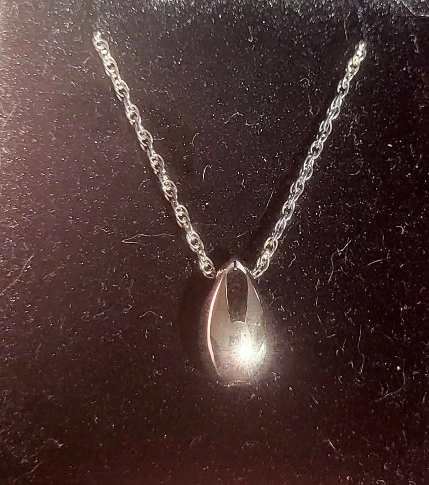 925 Sterling Silver Teardrop Cremation Pendant Necklace - photo 2