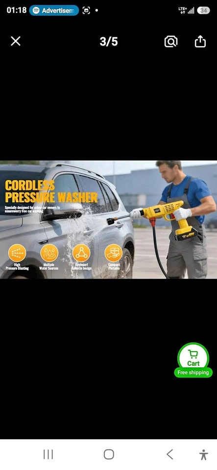NEW 21V Cordless Pressure Washer - 2 Batteries - Carrying Case