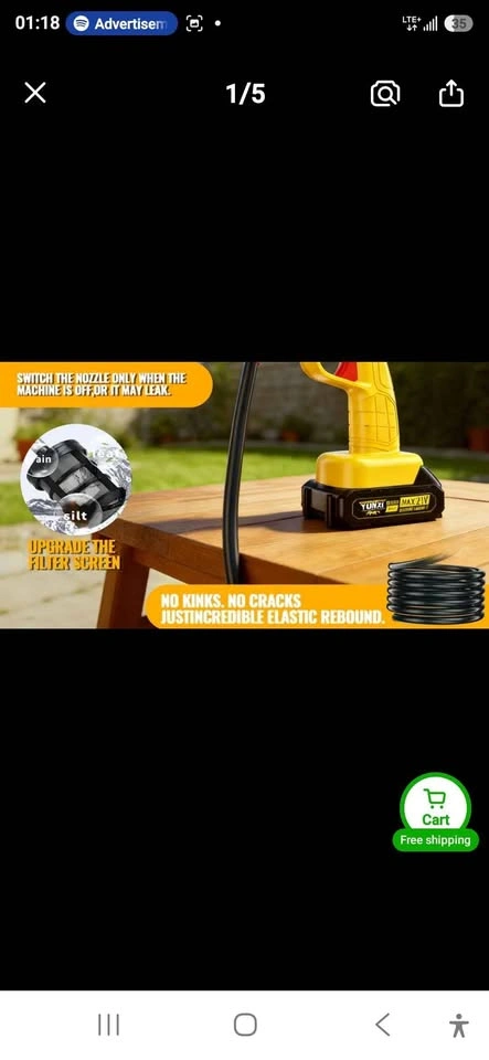 NEW 21V Cordless Pressure Washer - 2 Batteries - Carrying Case - photo 4