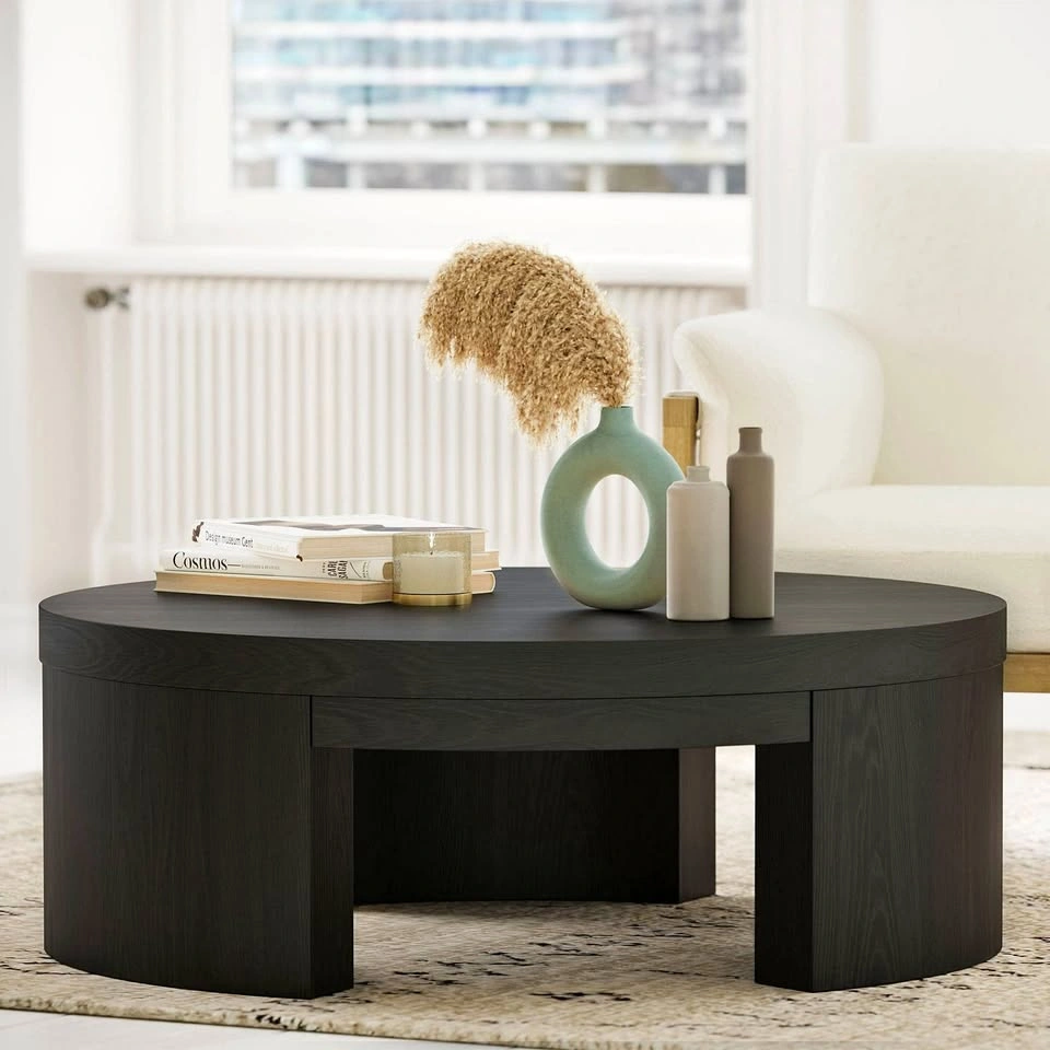 Beautiful Mod Round Coffee Table by Drew Barrymore, Black