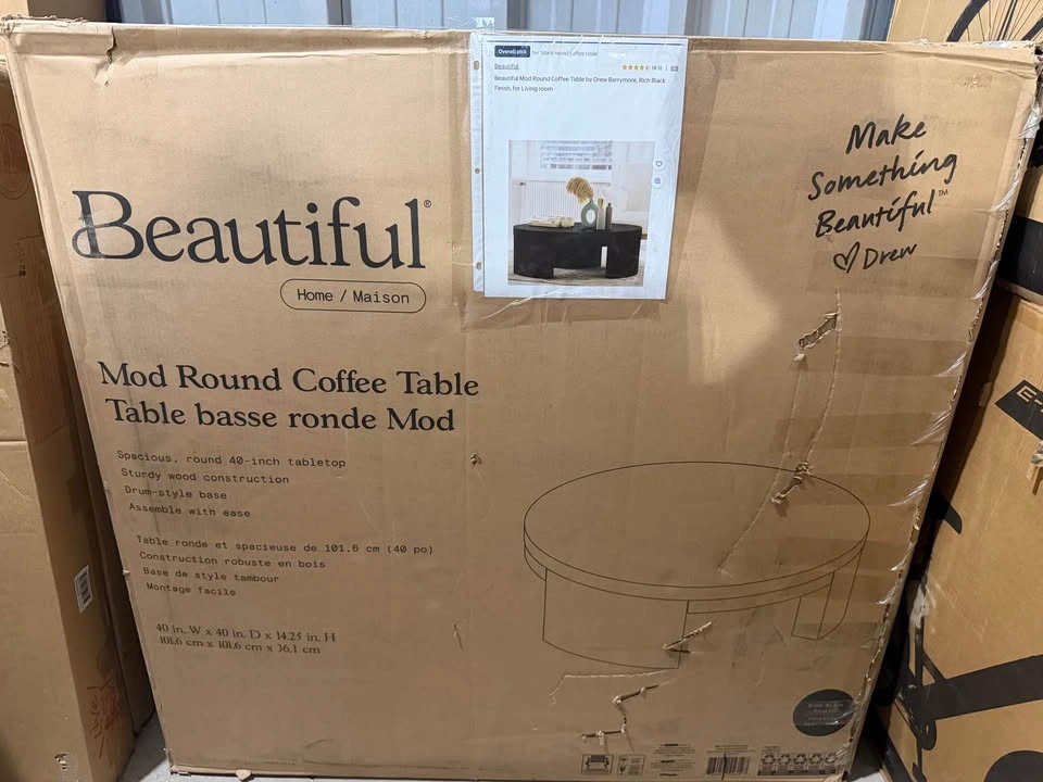 Beautiful Mod Round Coffee Table by Drew Barrymore, Black - photo 2