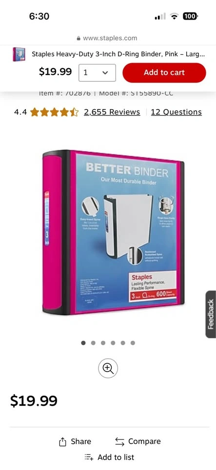 Brand New Staples Brand 3 inch Clear View Binders!! - photo 2