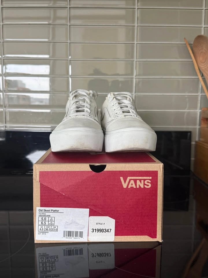 VANS Old Skool Platform Shoes (White) Size W6.5 / M5.0 - photo 2