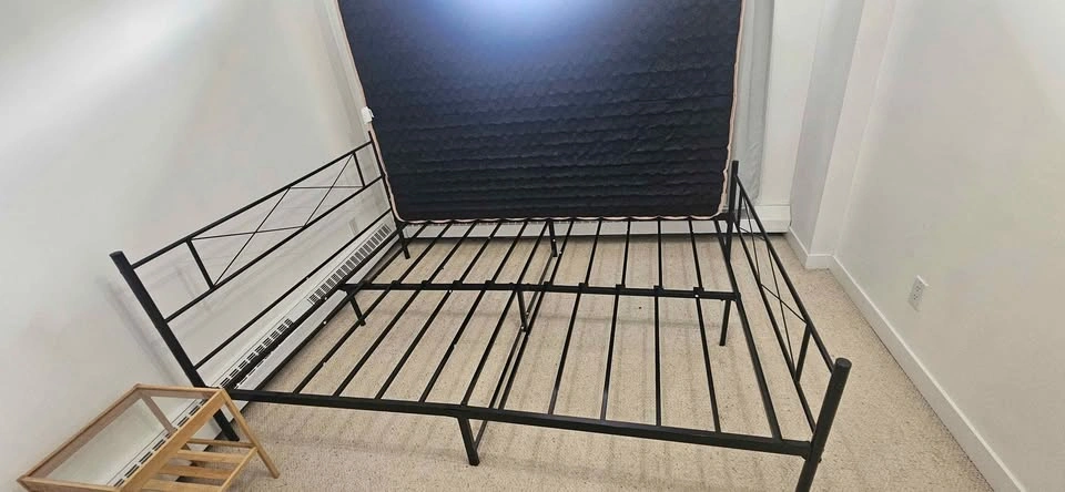 Black Metal Queen Bed Frame with mattress - photo 5