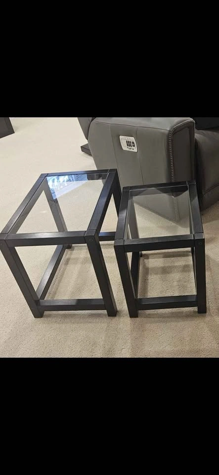 Black Glass Top Side Table - set of 3