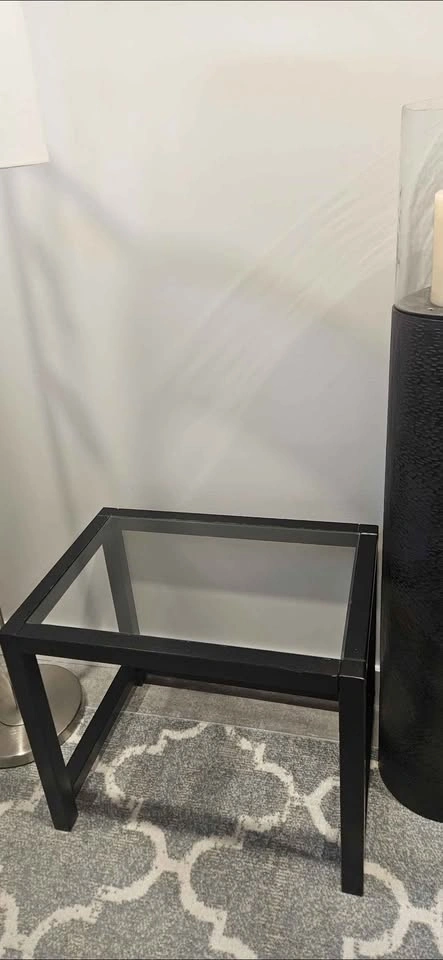 Black Glass Top Side Table - set of 3 - photo 3