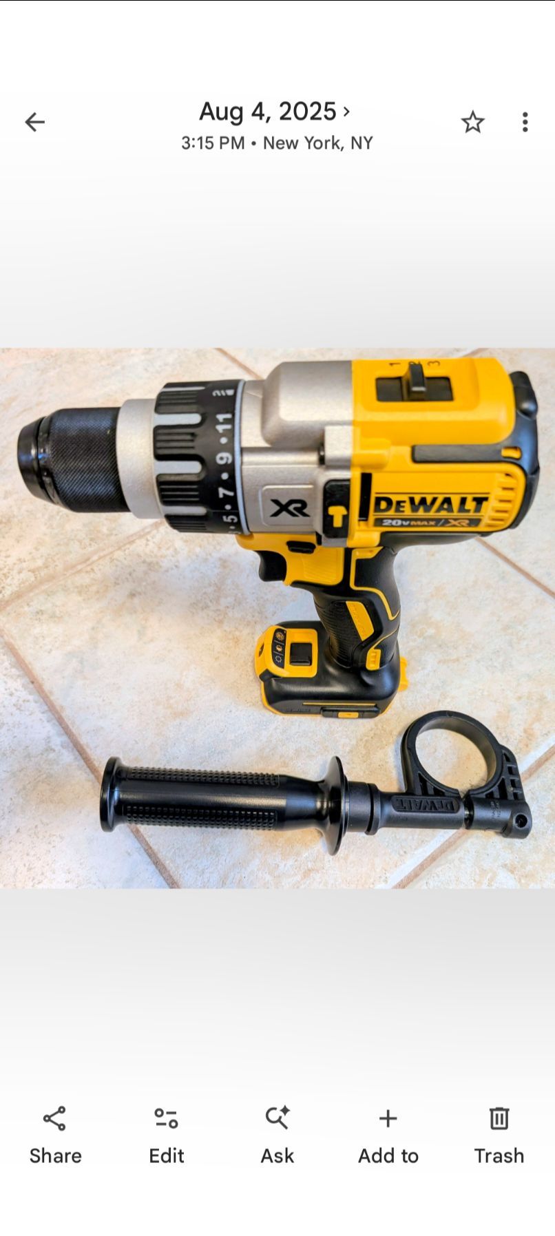 DEWALT 20V MAX XR 3-Speed Hammer Drill — New / Never Used
