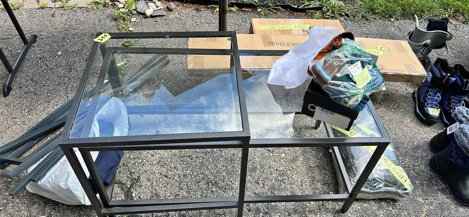 IKEA glass coffee table and side table combo