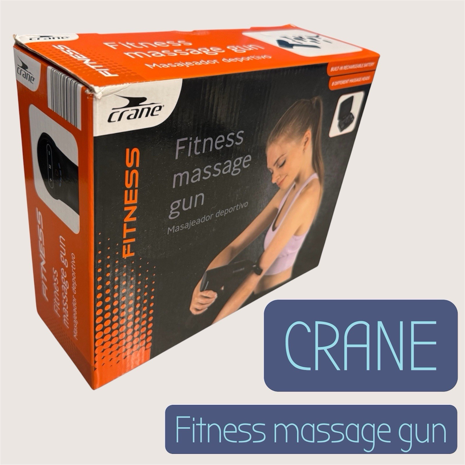 CRANE Fitness Massage Gun 8 Heads Touch Display /30 Speeds/ New
