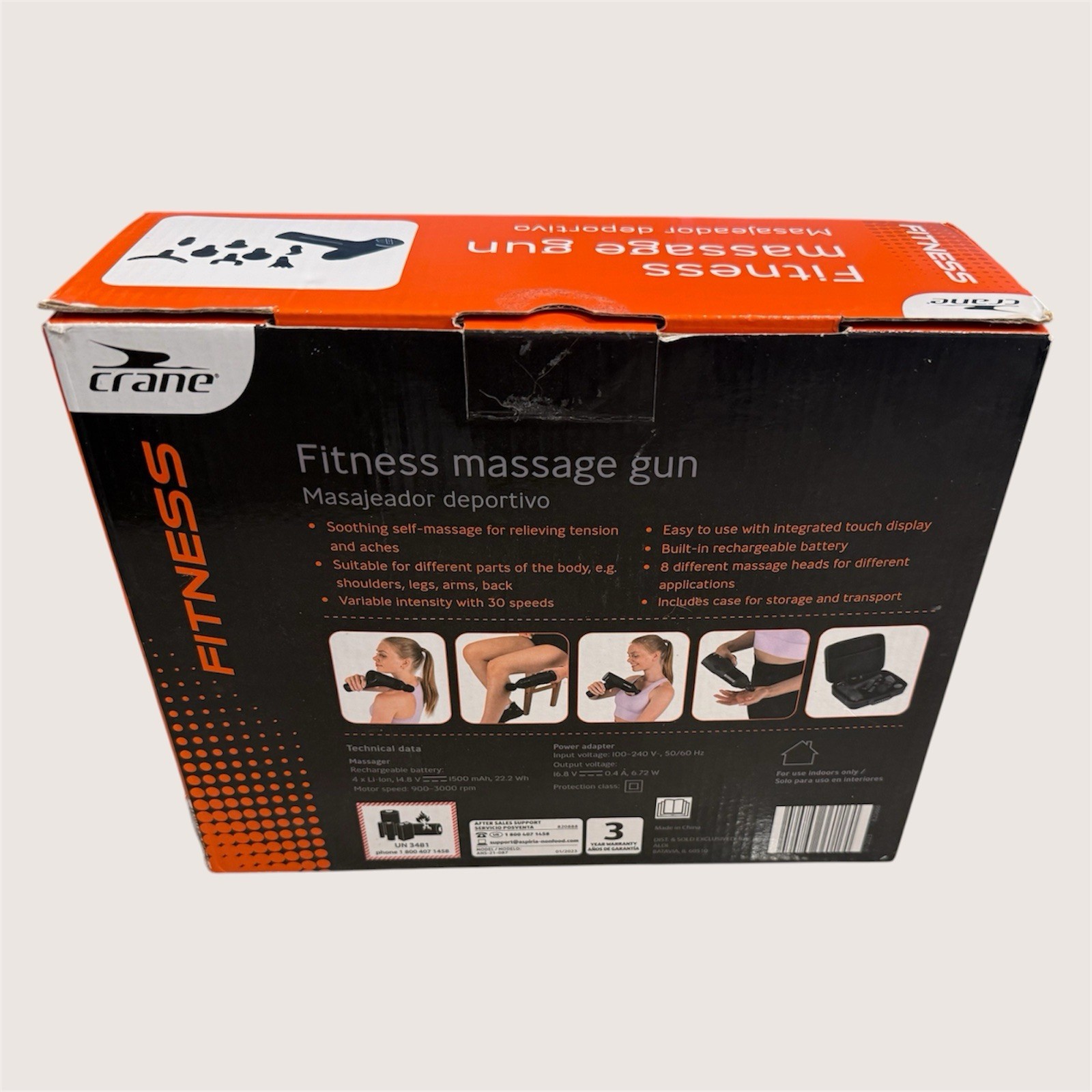 CRANE Fitness Massage Gun 8 Heads Touch Display /30 Speeds/ New - photo 5