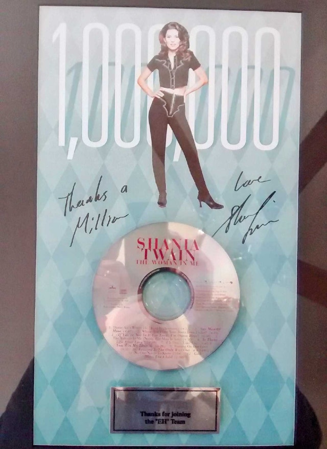 AUTOGRAPHED Shania Twain Million Record Award