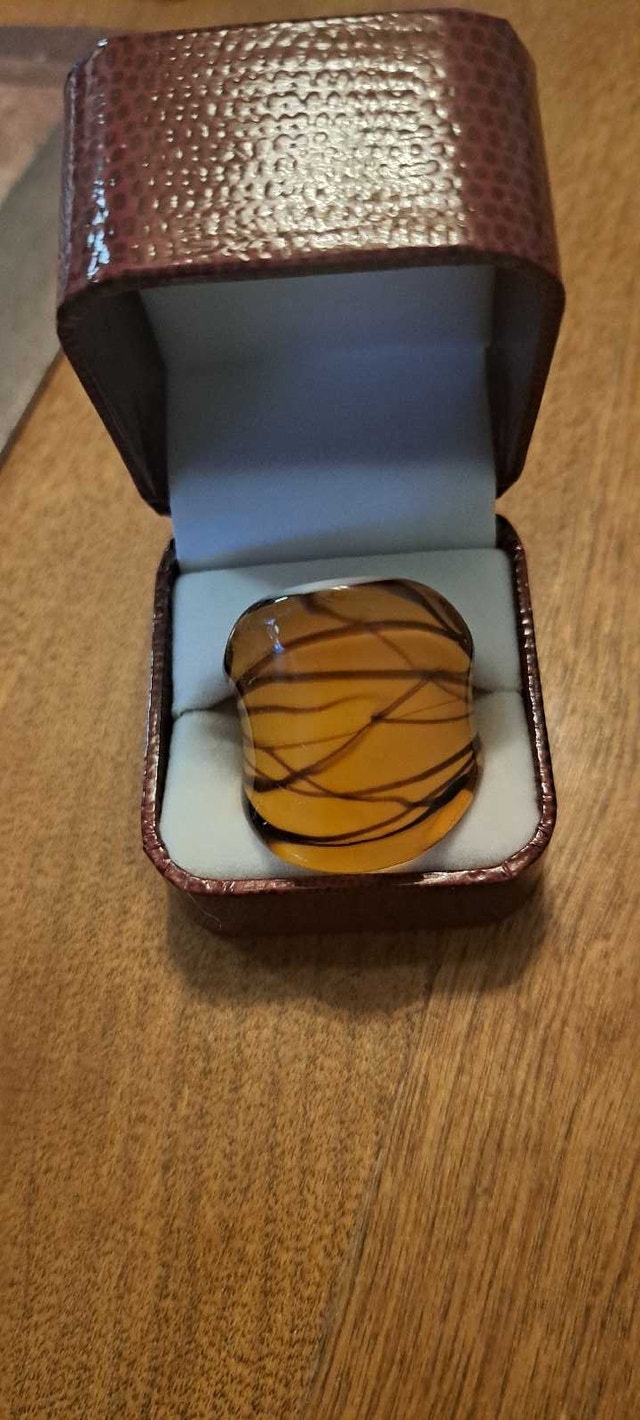 Murano Orange Glass Ring size 0