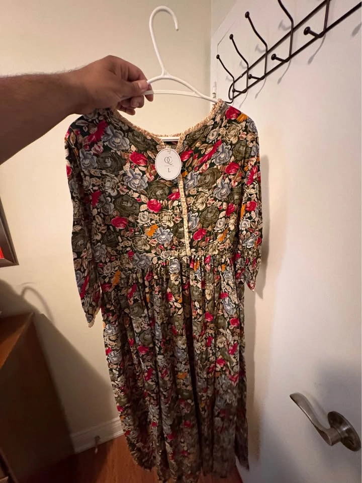 WOMEN Floral Print Cotton Dress L - photo 4