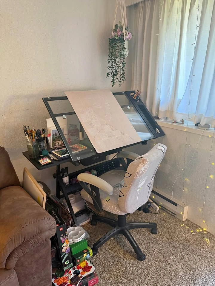 Glass Top Drafting Table