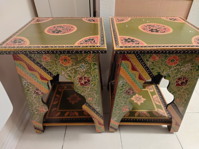 Pair of Hand-Painted Accent Tables