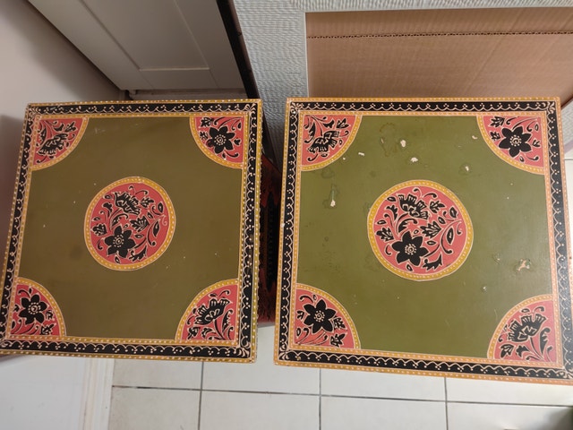 Pair of Hand-Painted Accent Tables - photo 2