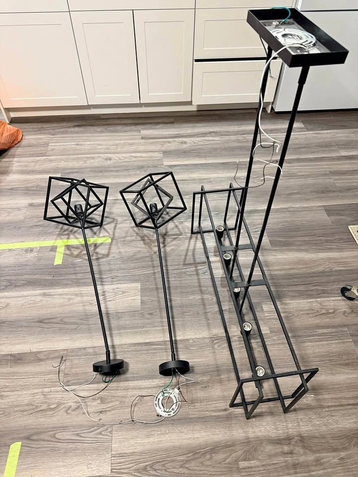 Modern Black Geometric Light Fixture Set - 3 Pieces