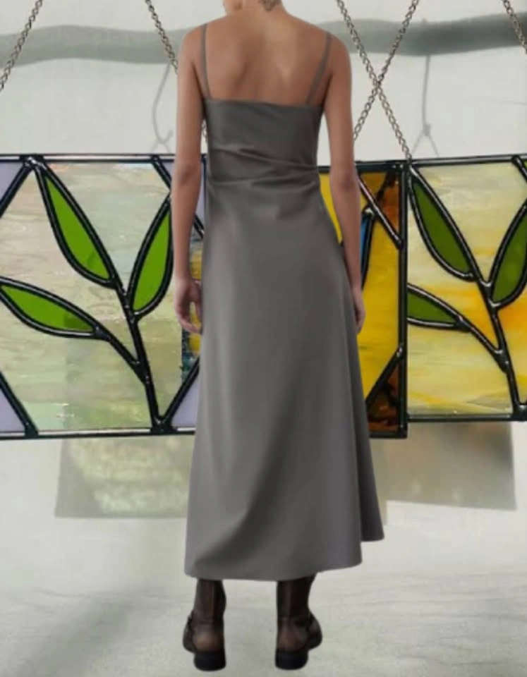 Zara Gathered Waist Midi Dress – Gray - photo 3