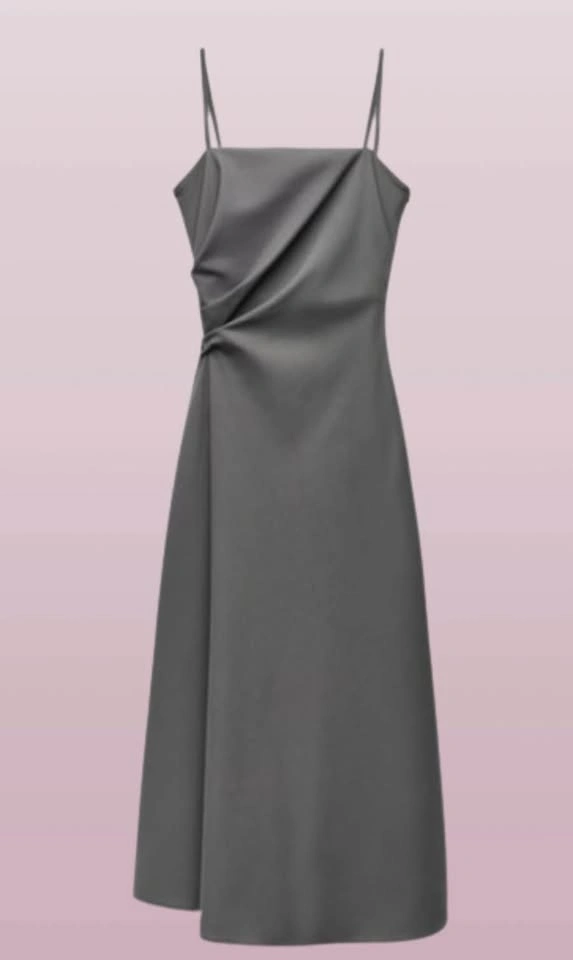 Zara Gathered Waist Midi Dress – Gray - photo 4