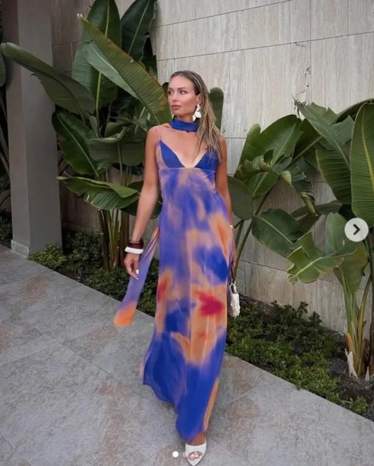 Zara Printed Halter Maxi Dress - photo 2