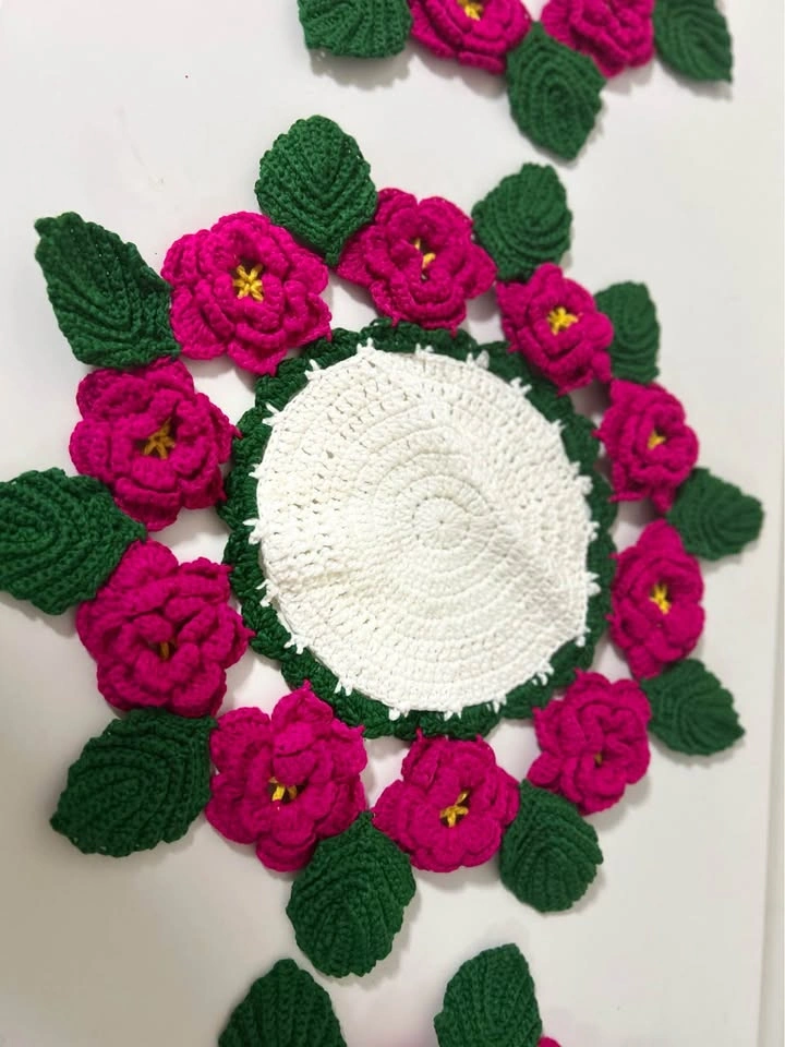 Handmade Crochet Floral Placemats – Set of 6 - photo 2