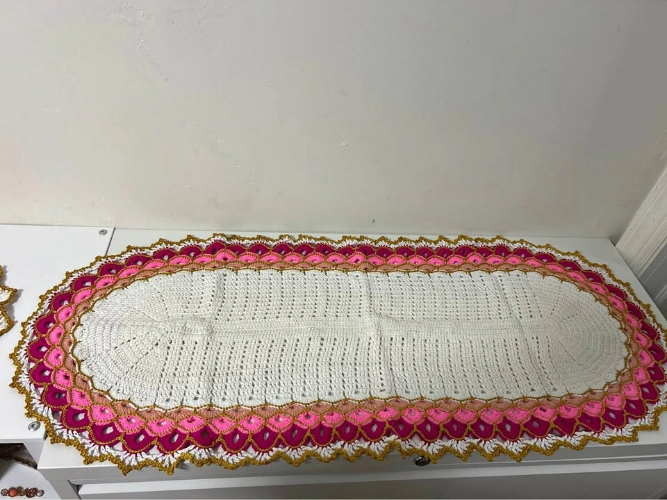 Handmade Crochet Table Runner & Doily Set