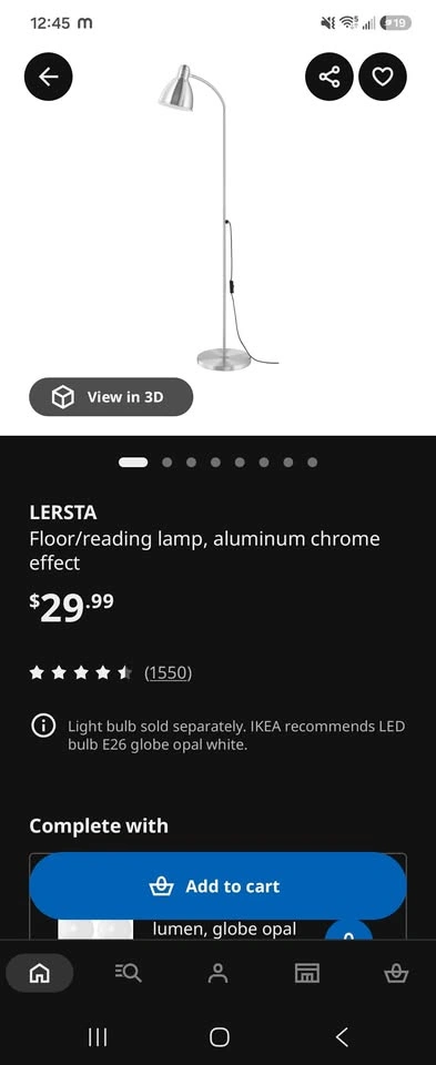 IKEA LERSTA Aluminum Floor / Reading Lamp – Adjustable Gooseneck - photo 3