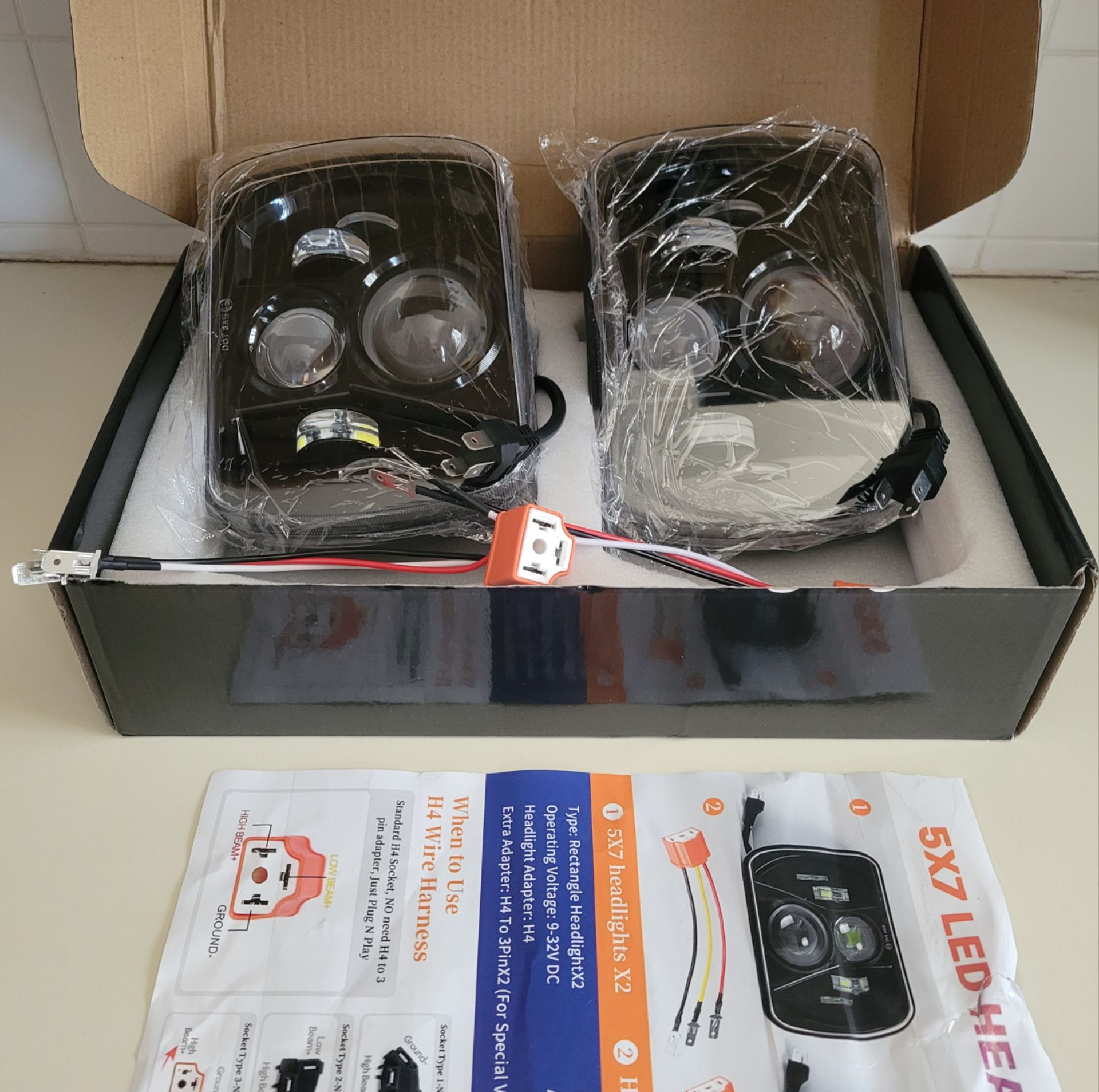 6000K 180W 1000% Bright H6054 5x7 Led Headlights Jeep