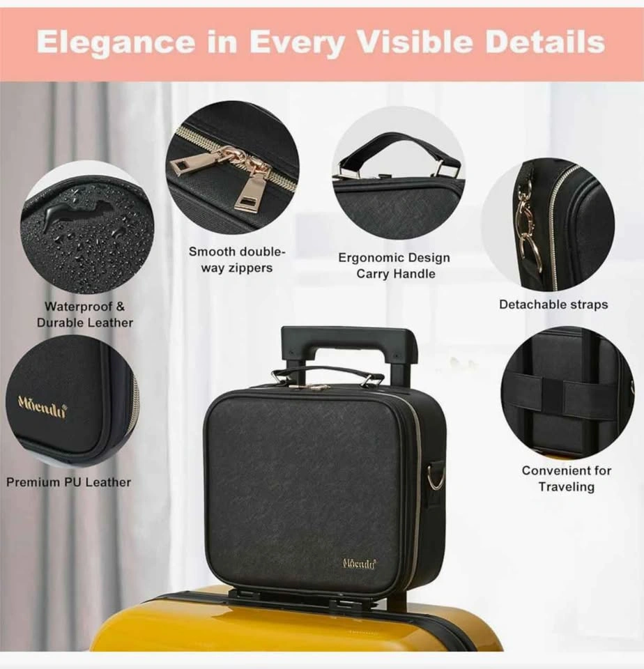 Travel Makeup Bag with LED Lighted Mirror, Black - photo 5