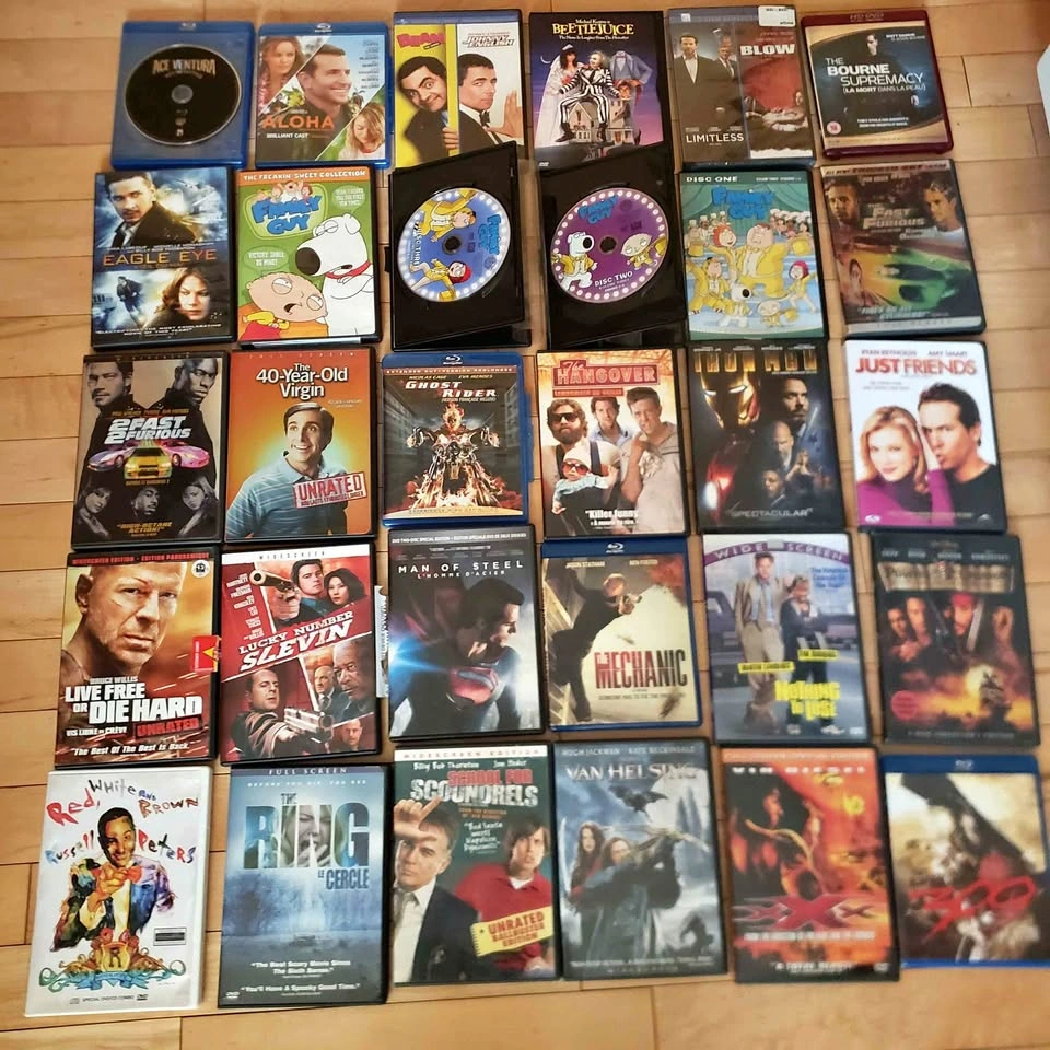 DVDs, Blu-rays, VHS, CDs, and CD Holders
