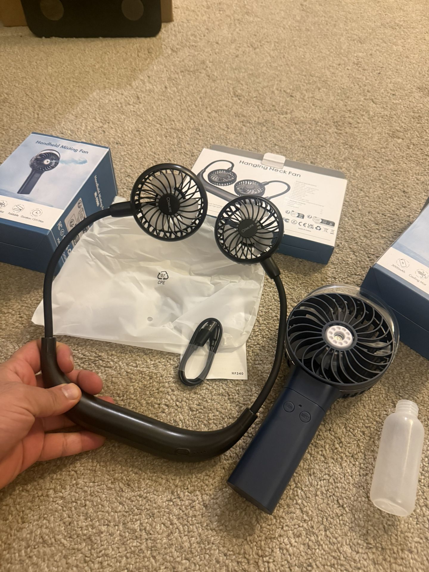 Portable Hands-Free Neck Fan - 360° Adjustable, USB Rechargeable