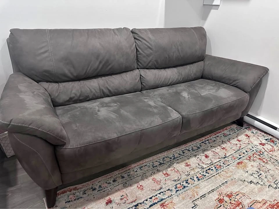 🛋️ Grey Micro-Suede Oversized Loveseat