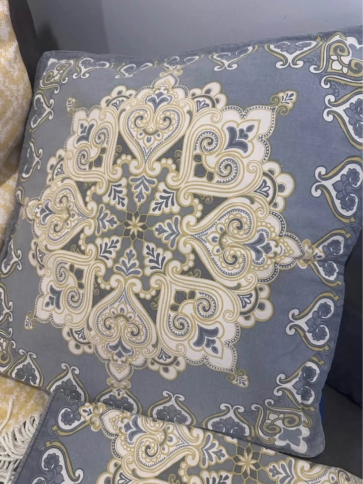 Boho Chic Throw Pillow Covers + Blanket– Yellow & Grey - photo 2