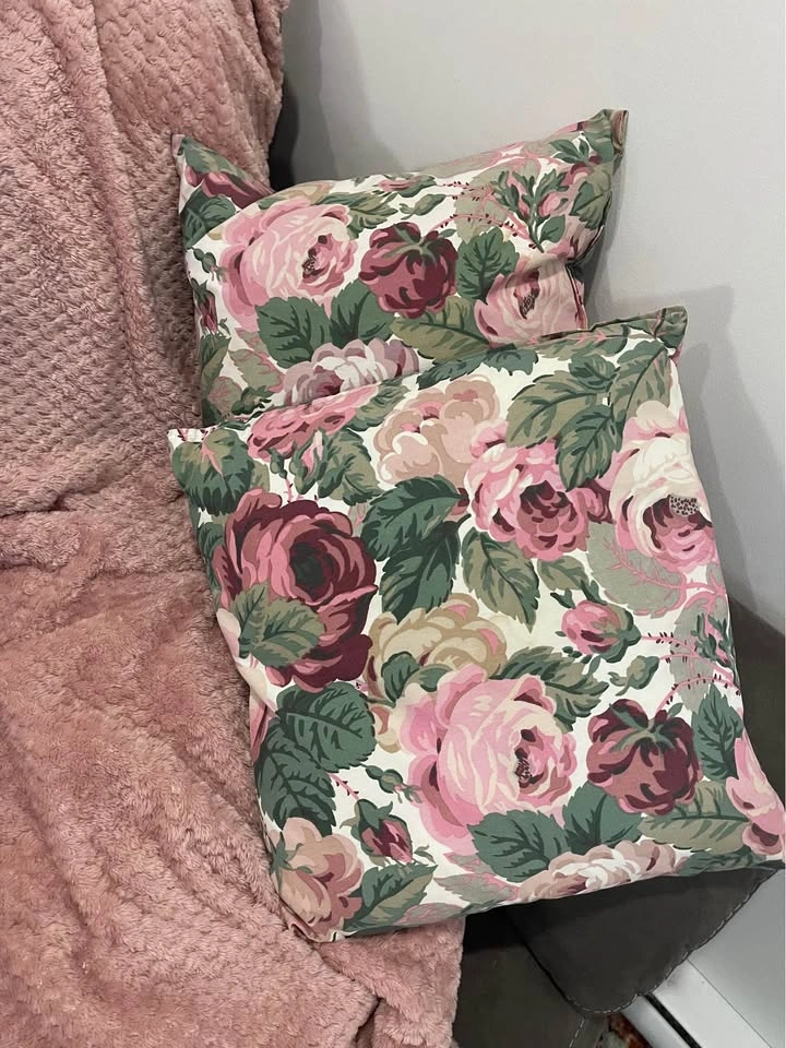 🌸 Floral Pillow Set + Blush Pink Plush Throw Blanket - photo 2
