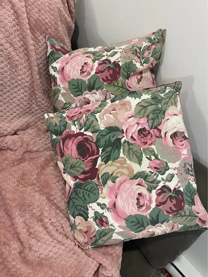 🌸 Floral Pillow Set + Blush Pink Plush Throw Blanket - photo 2