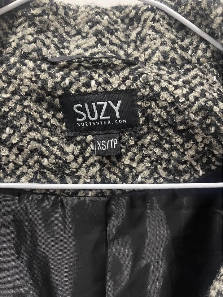 🧥 Suzy Shier Women’s Tweed Wrap Wool Coat – Size XS - photo 2