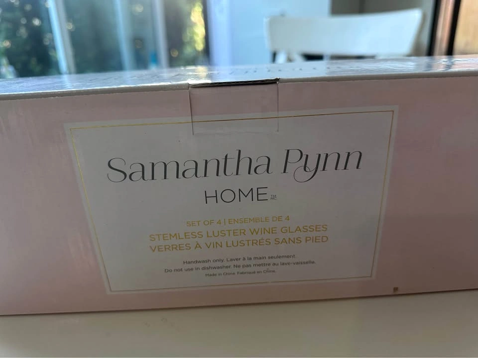 Samantha Pynn Home – 4 Stemless Luster Wine Glasses – New - photo 2