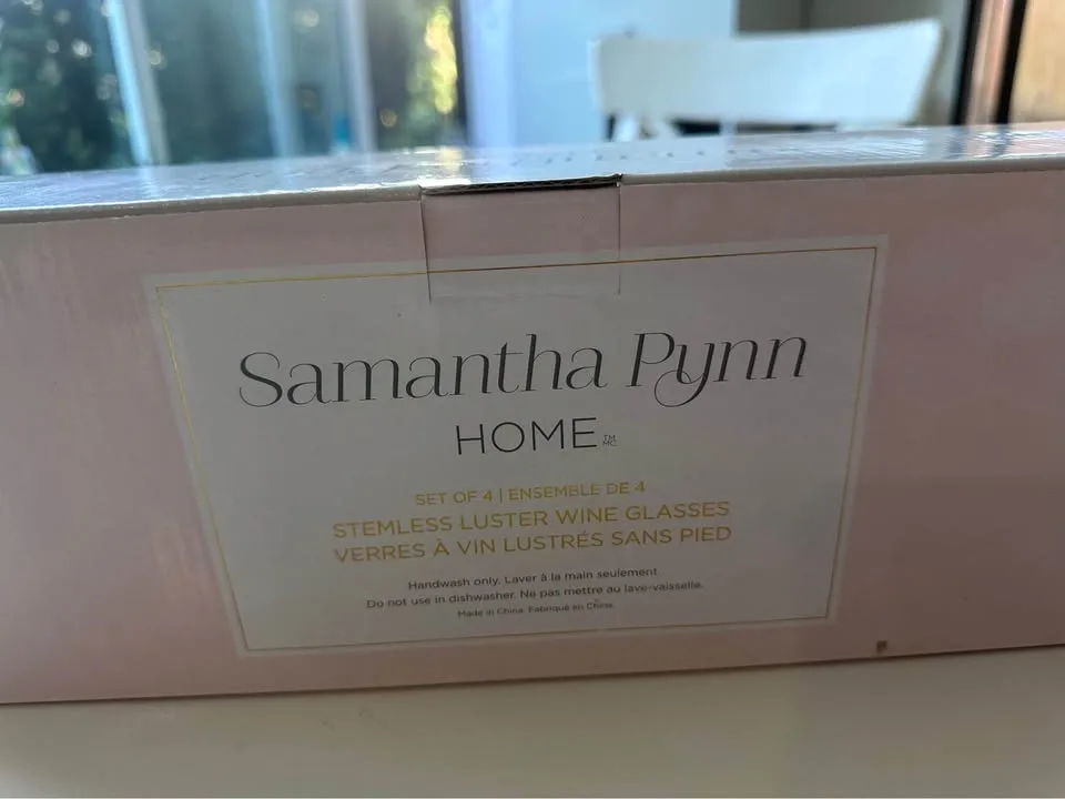 Samantha Pynn Home – 4 Stemless Luster Wine Glasses – New - photo 2